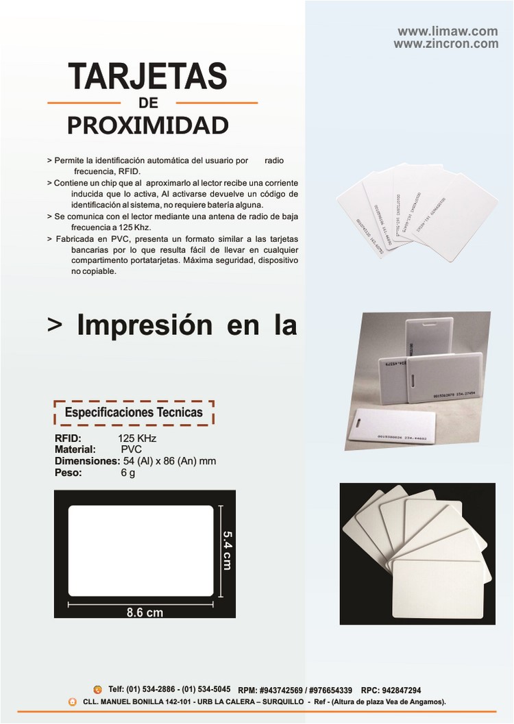 Tarjetas de proximidad